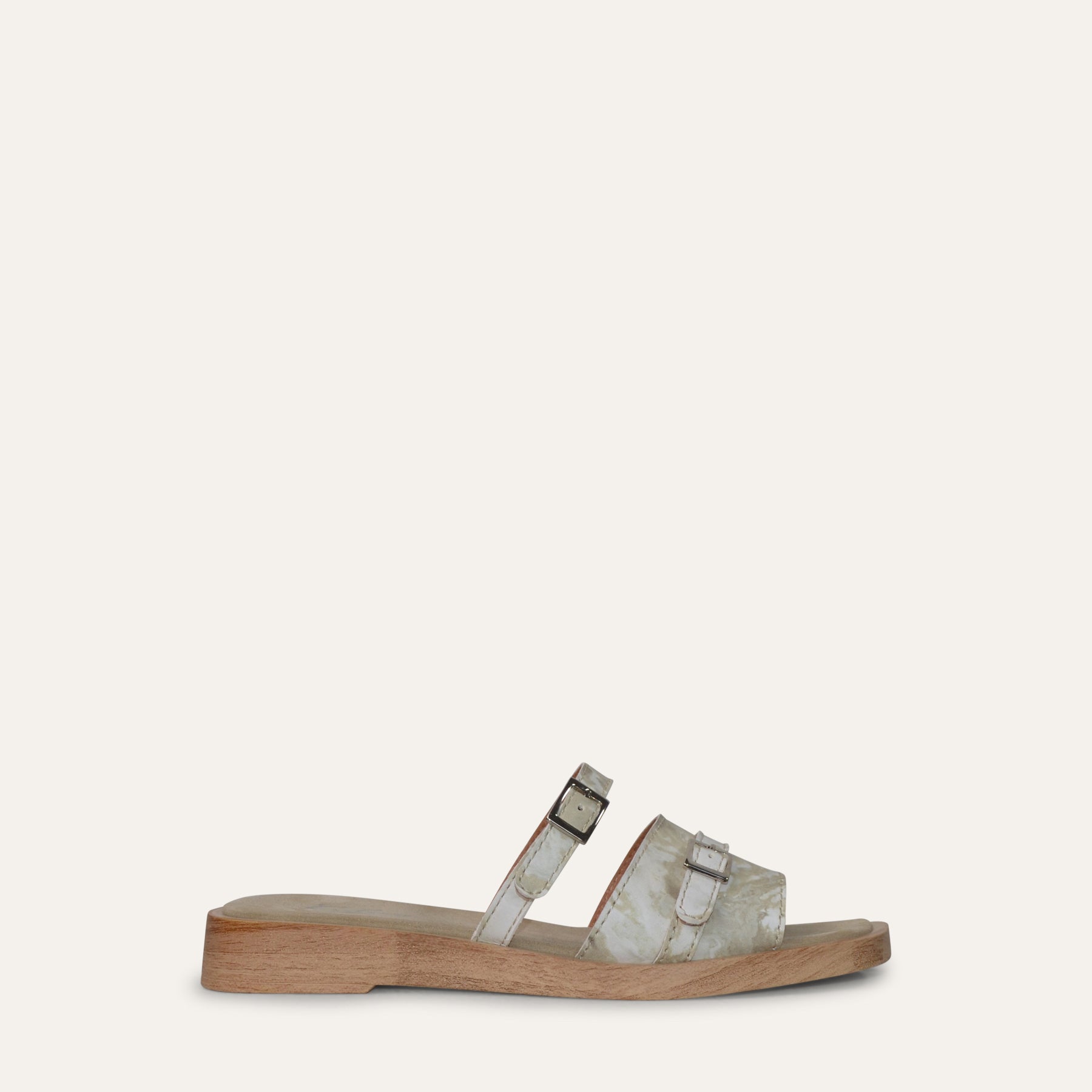 Christa beige leather flat clog sandal Calou Stockholm