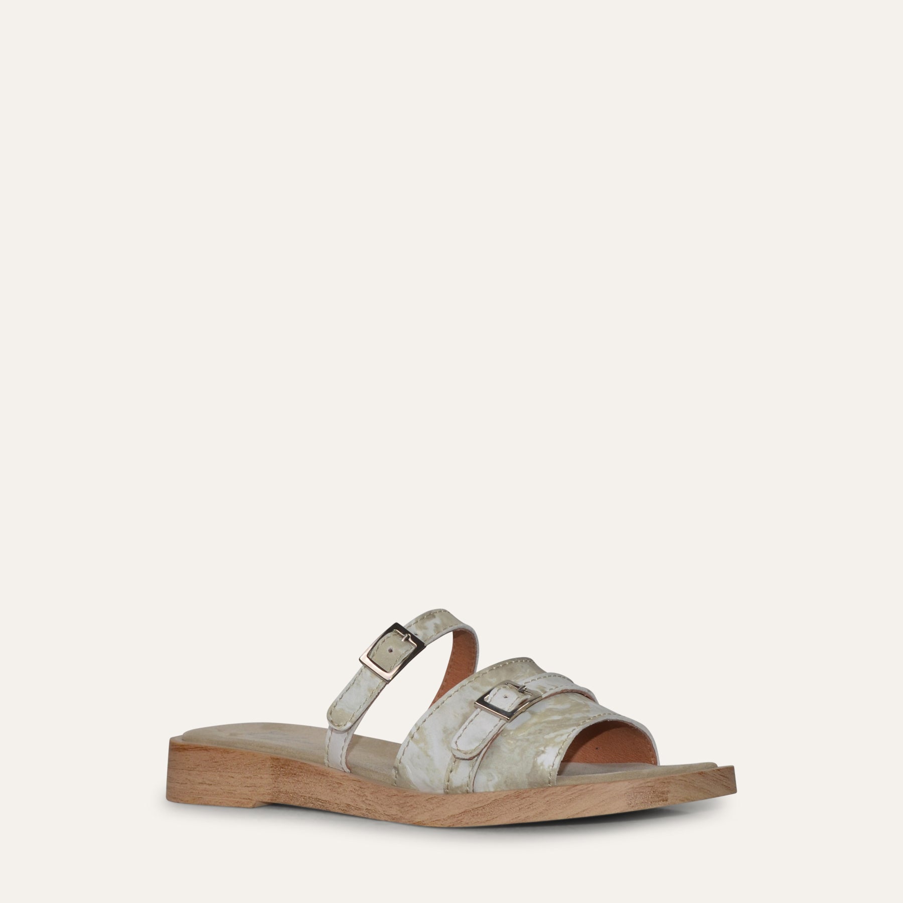 Christa beige leather flat sandal Calou Stockholm