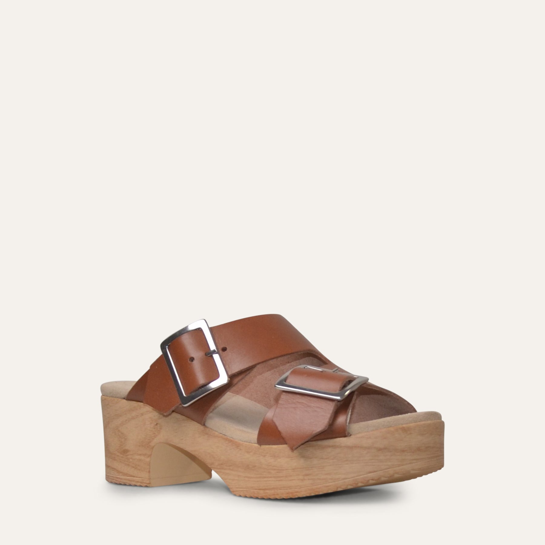 Noor brown leather clog sandal Calou