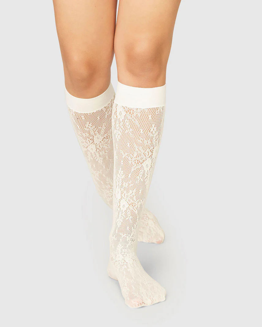 Rosa Lace Knee-Highs Ivory