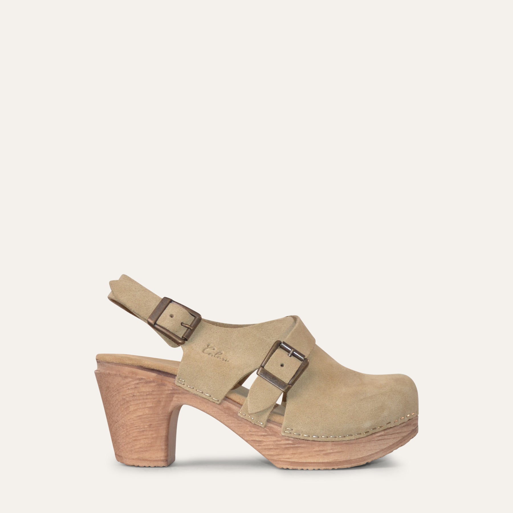 Astrid beige suede clog Calou Stockholm