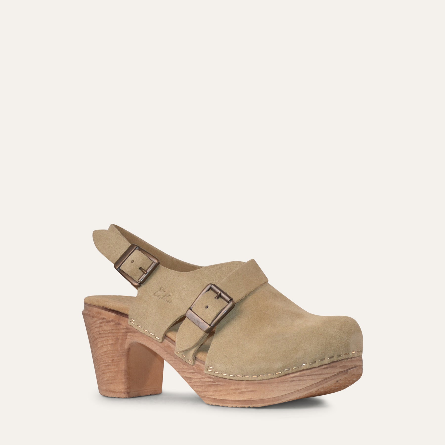 Astrid beige suede slingback clog Calou Stockholm