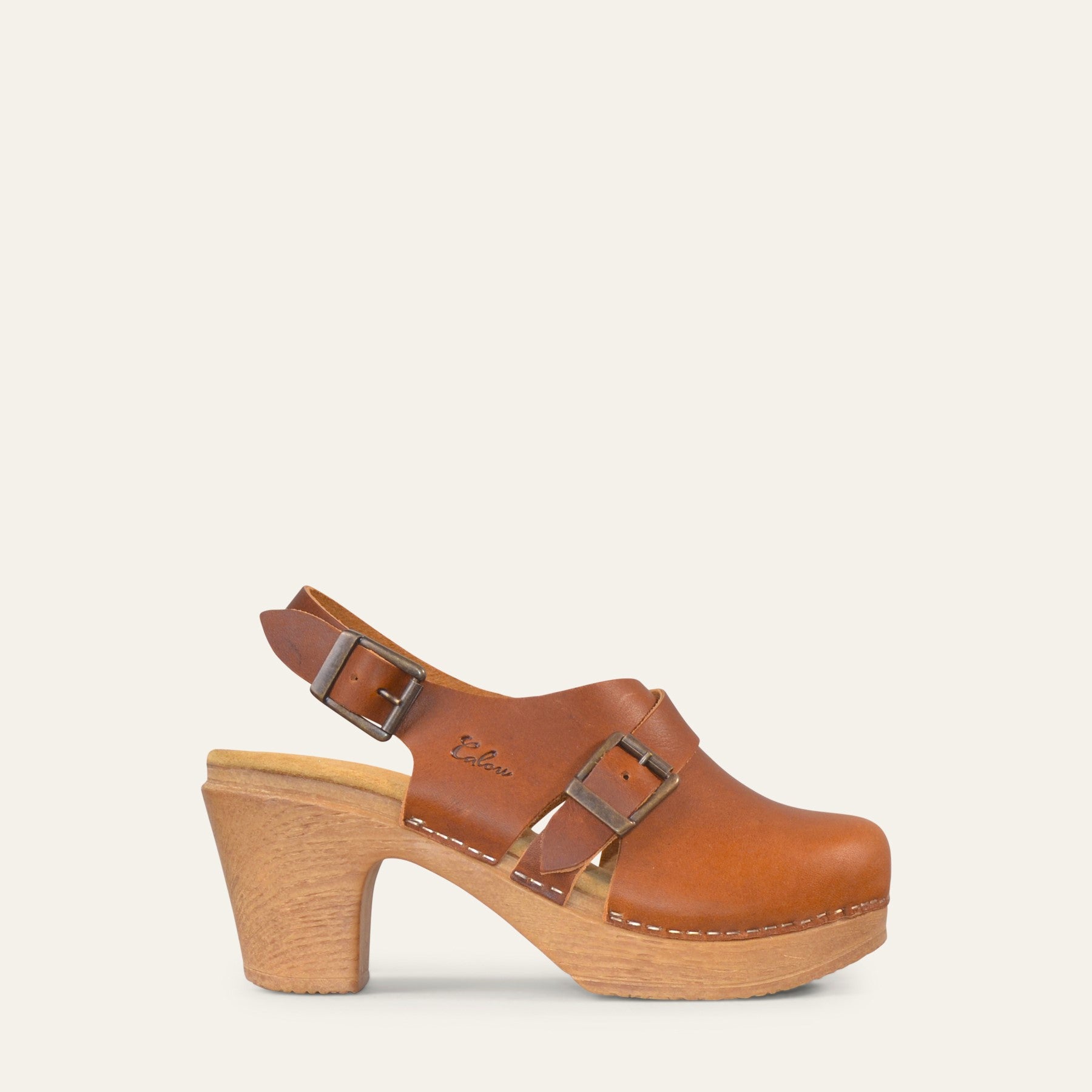 Astrid brown leather clog, Calou Stockholm