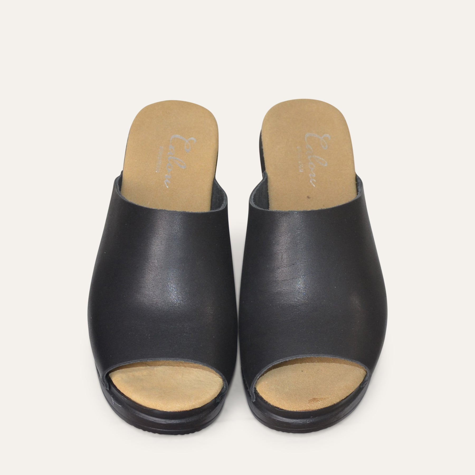 Frida black leather clog mules, Calou Stockholm