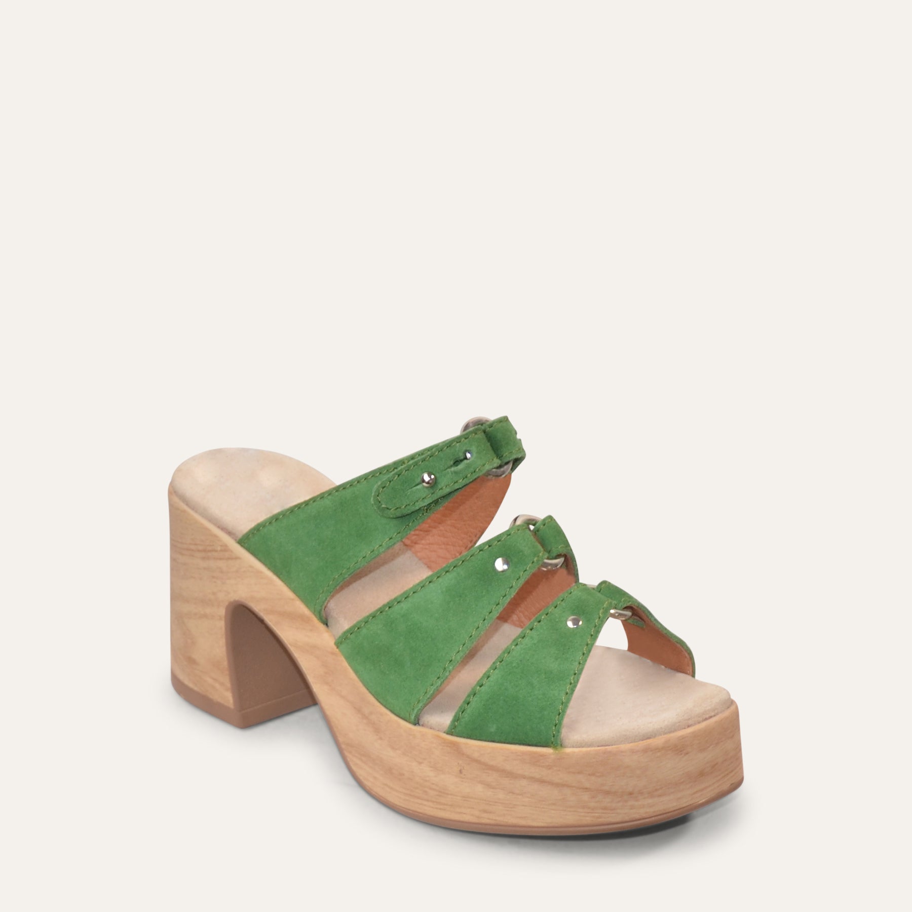 Jenny green suede clog sandal Calou Stockholm