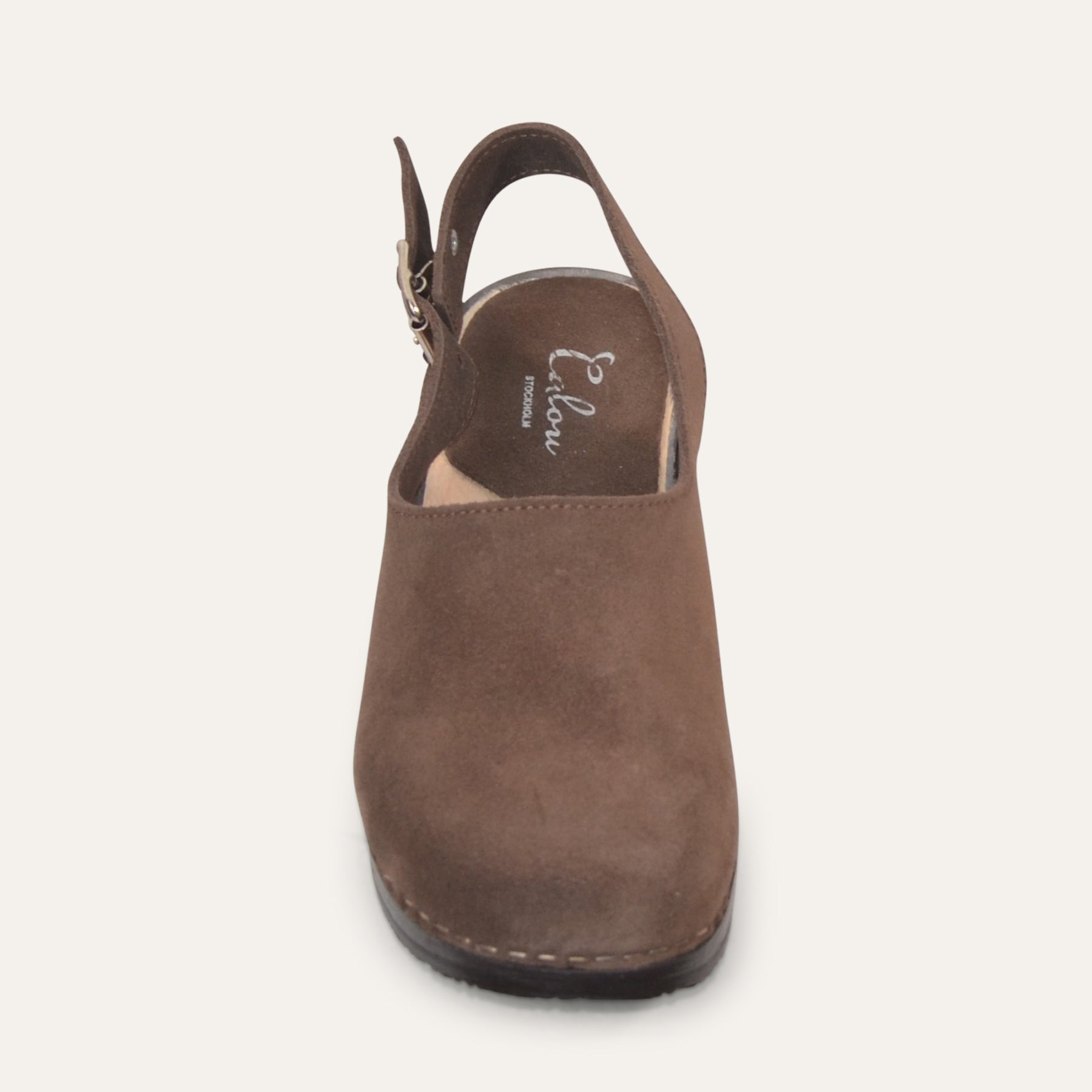 Lilja brown suede slingback clog calou stockholm