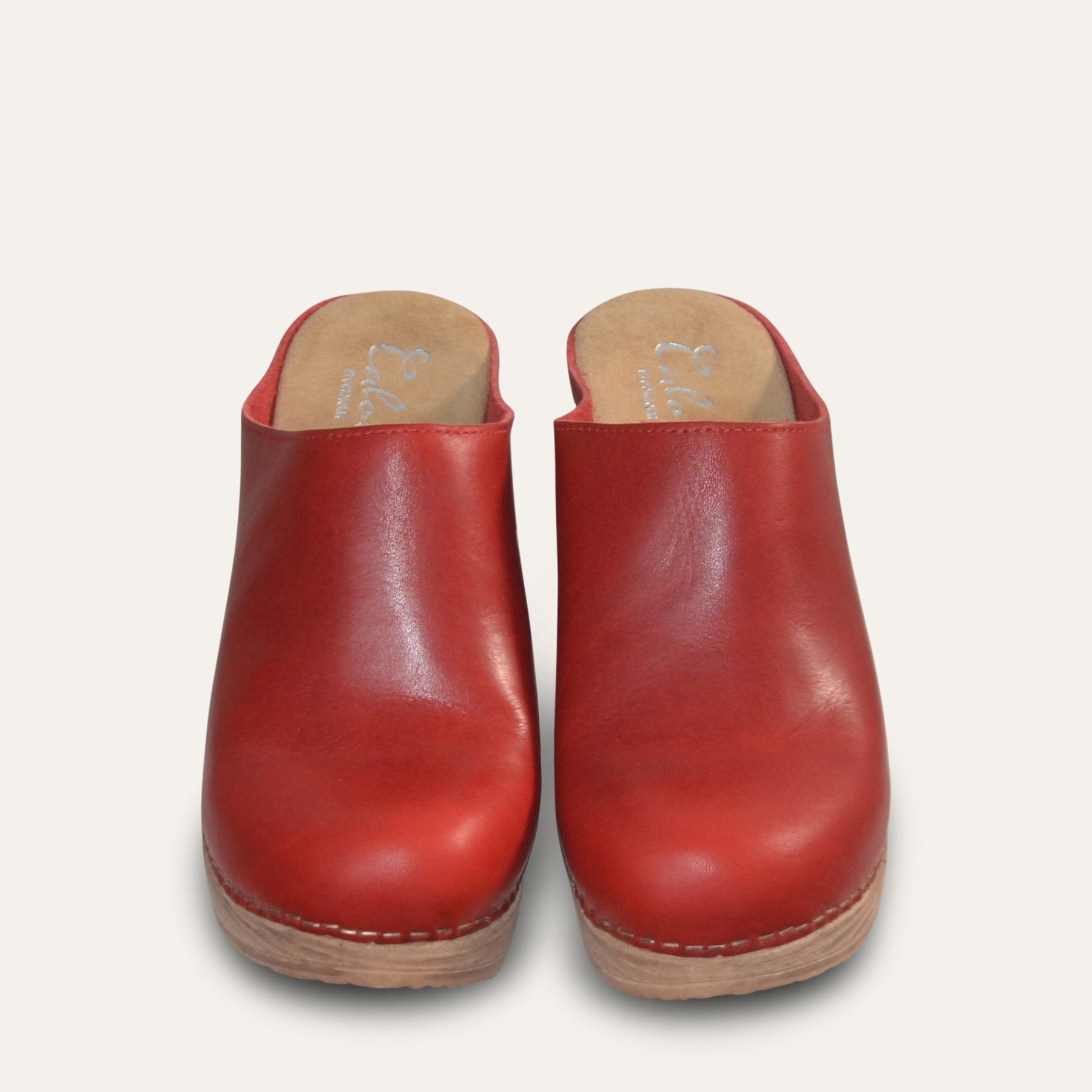 Lisa red leather clogs Calou Stockholm