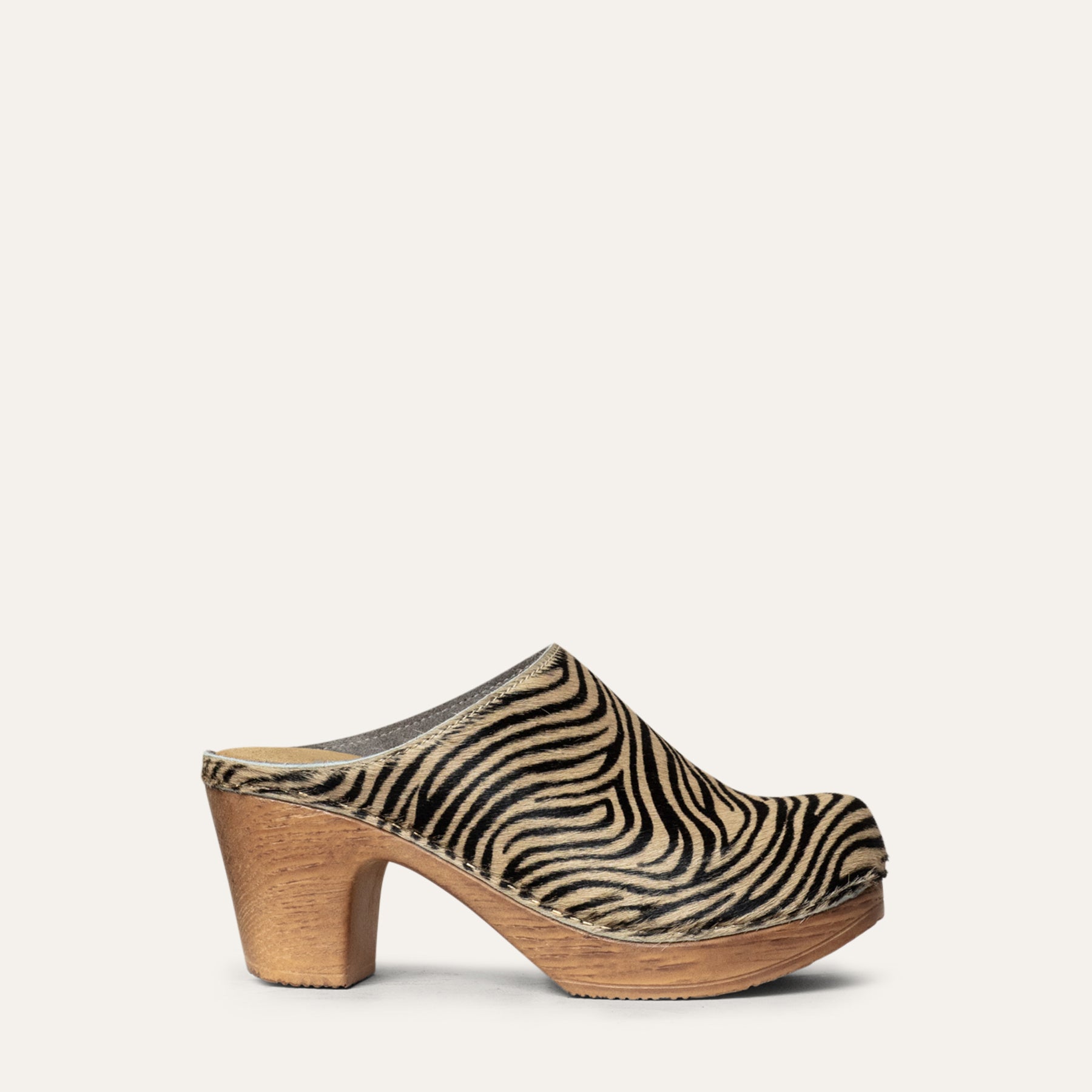 Lisa zebra leather clog Calou Stockholm