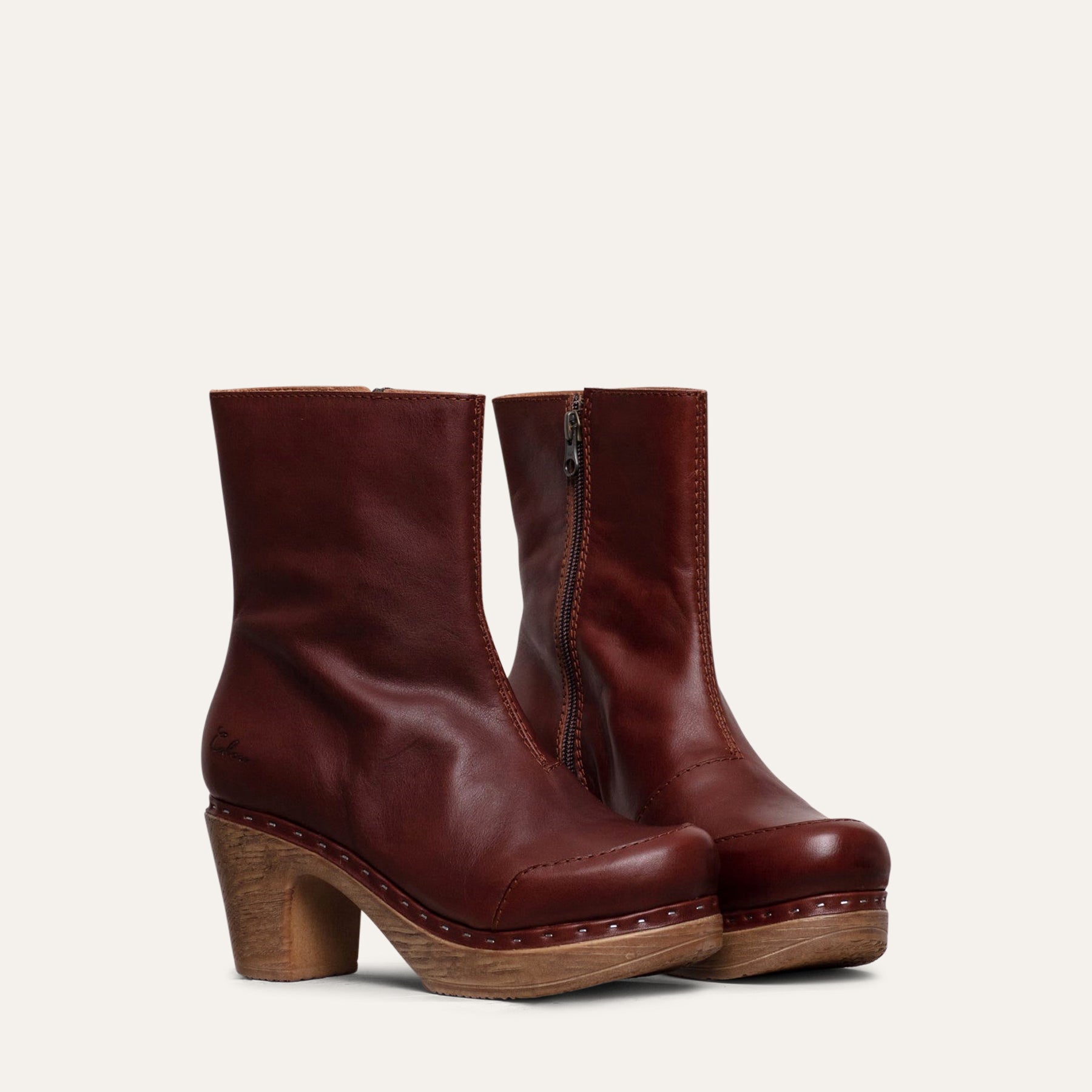 Milly cognac leather clog boots Calou