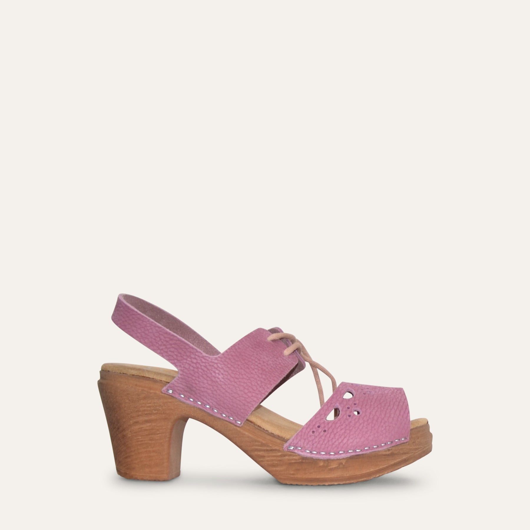 Sideview Purple Maryjane-clog with flexible sole by Calou