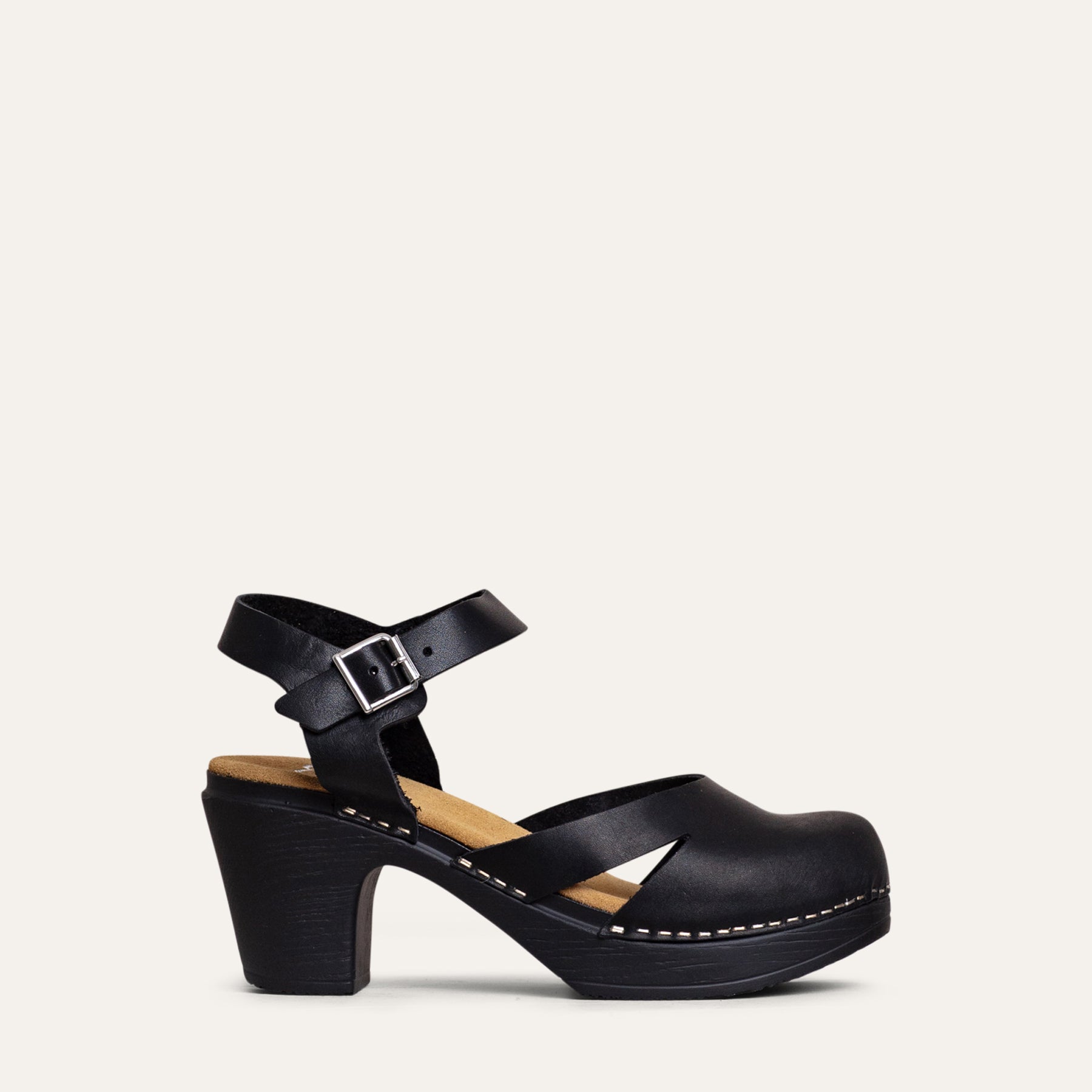 Penny black leather clog, Calou Stockholm