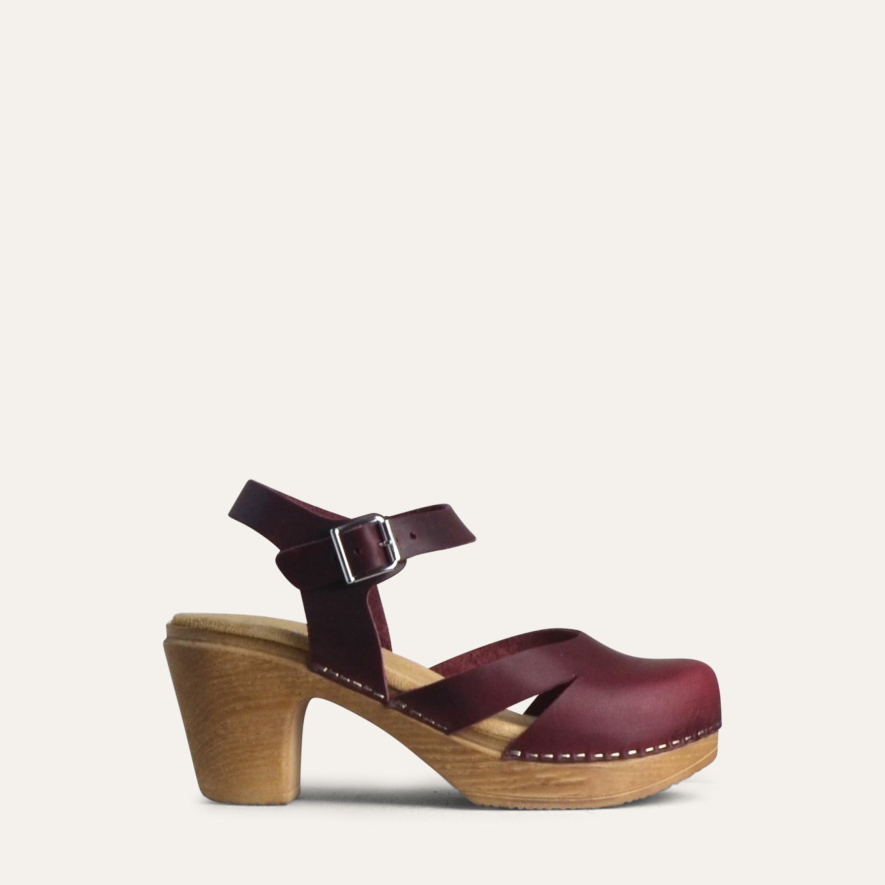 Penny plum leather clog, calou stockholm