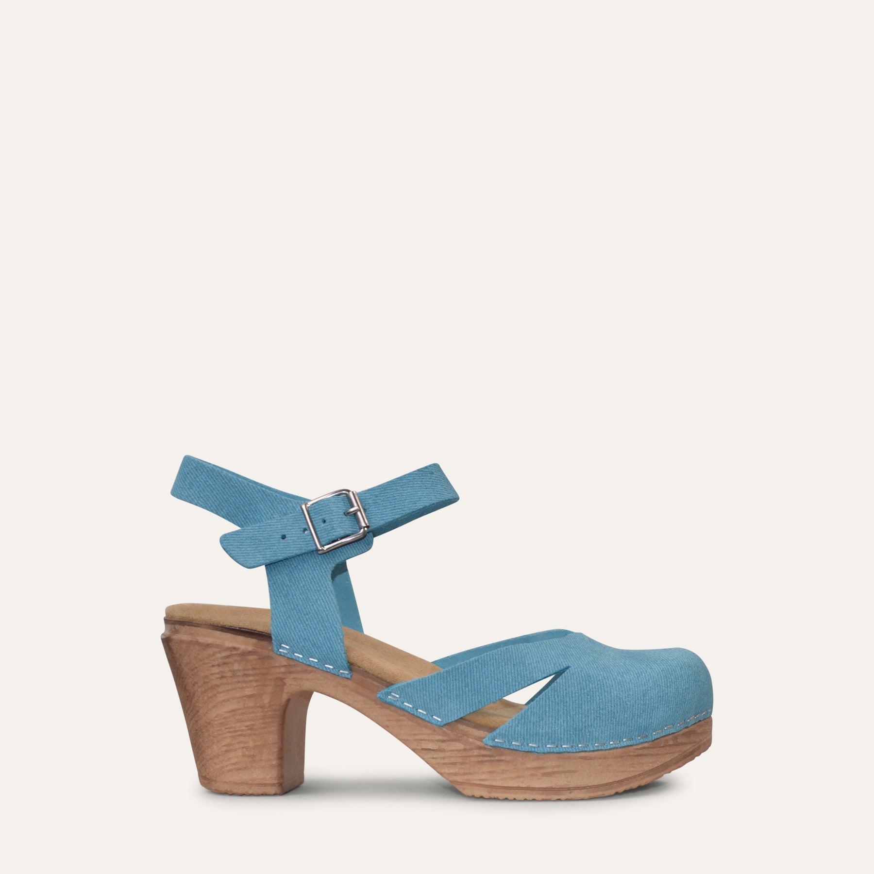 Penny turquoise suede clog sandal Calou Stockholm