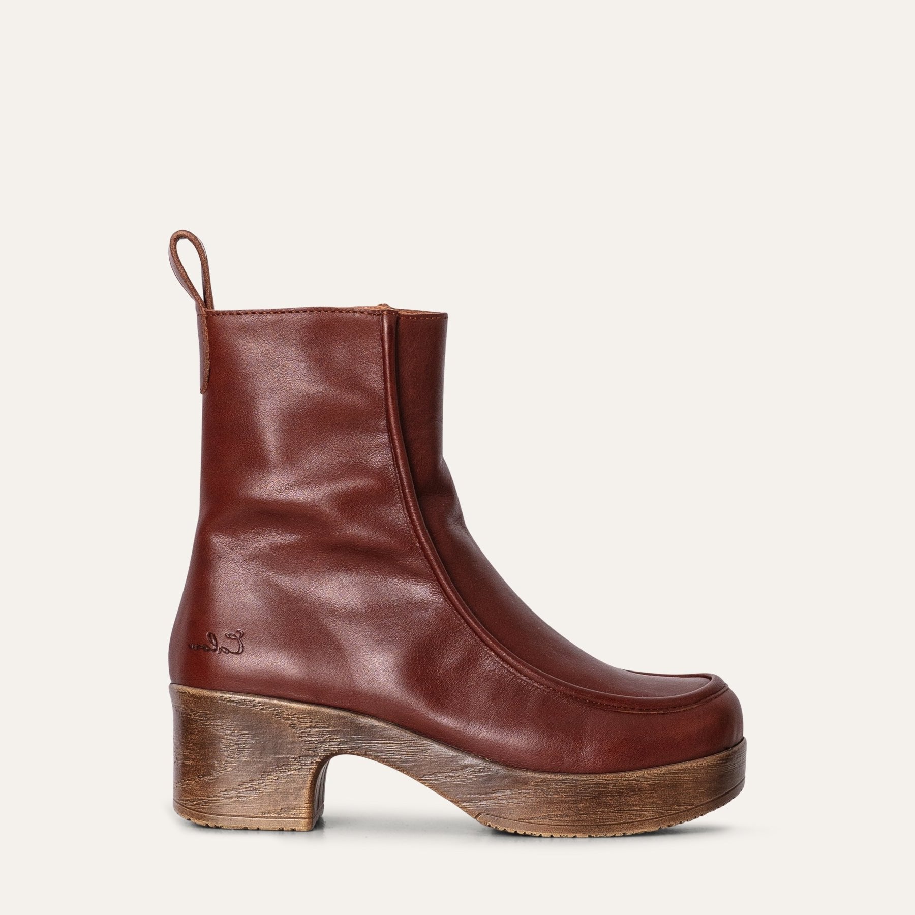 Viola cognac leather clog boot Calou